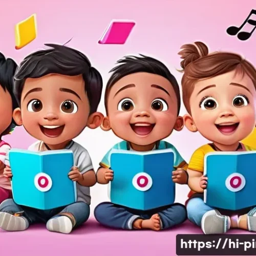 Home 31 핑크퐁과 함께 하는 영어교육 - A vibrant and colorful digital classroom scene featuring young Indian children wearing casual clothe...